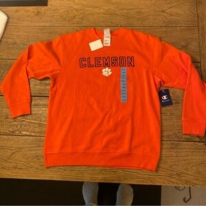 Champion Men's Bright Orange Clemson Crewneck Sweater